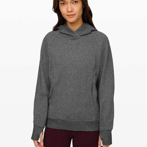 Lululemon Scuba Hoodie Pullover Sweatshirt Womens Size 8 Gray Pockets Logo Cozy - Picture 1 of 11
